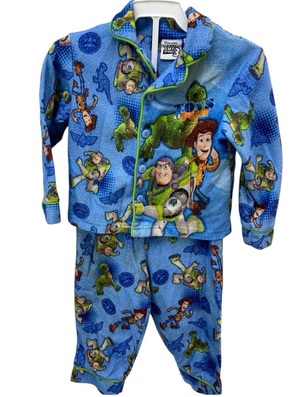 Disney Pixar Toy Story Blue Fleece Pajama Set - Buzz & Woody sz 24 mos